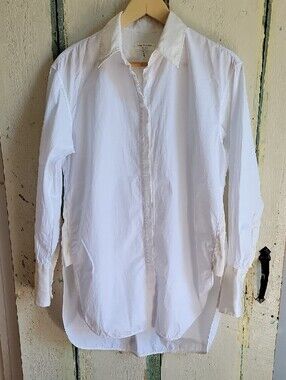 rag & bone White Button-Down Cotton And Silk Shirt